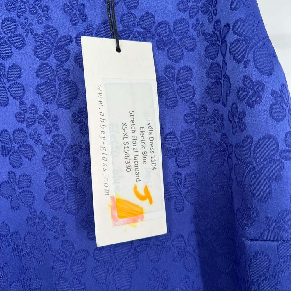 NWT Abbey Glass Lydia Dress Sleeveless Trapeze Jacquard Swing Electric Blue S - Picture 11 of 16